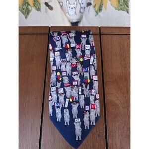 Vintage Alynn Neckwear Republicans Political Elephant Tie Navy Silk